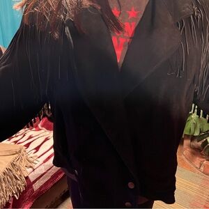 Women’s Xl Vintage leather fringed jacket,